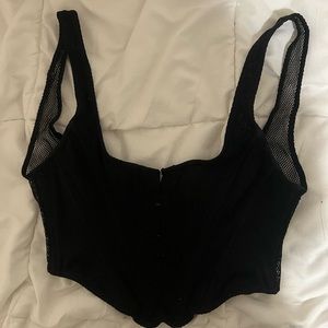 White Fox black mesh corset top